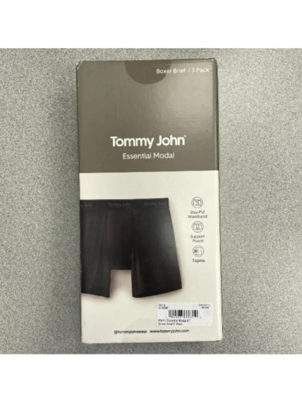 Tommy John Men's S Essential Modal Boxer Briefs 3-Pack Black Premium H1992